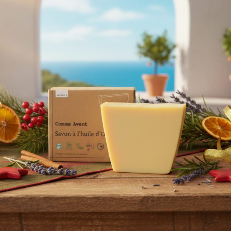 Savon à l’huile d’olive Comme Avant dans un emballage carton recyclable