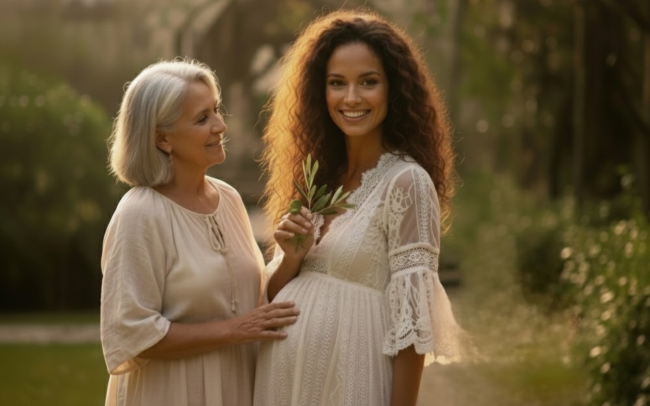 une mère et sa fille enceinte