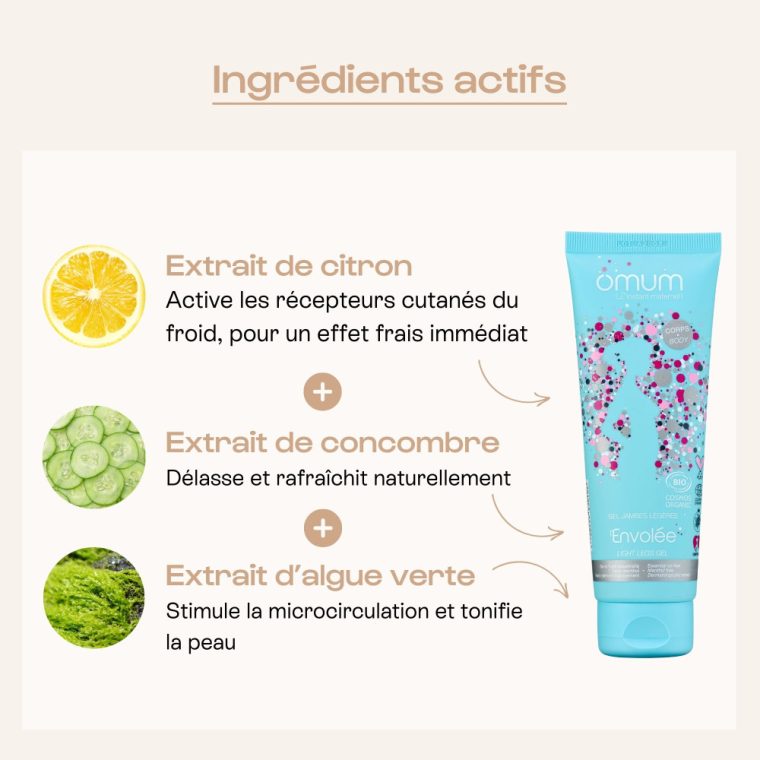 L' Envolée, gel rafraîchissant pour défatiguer et délasser.